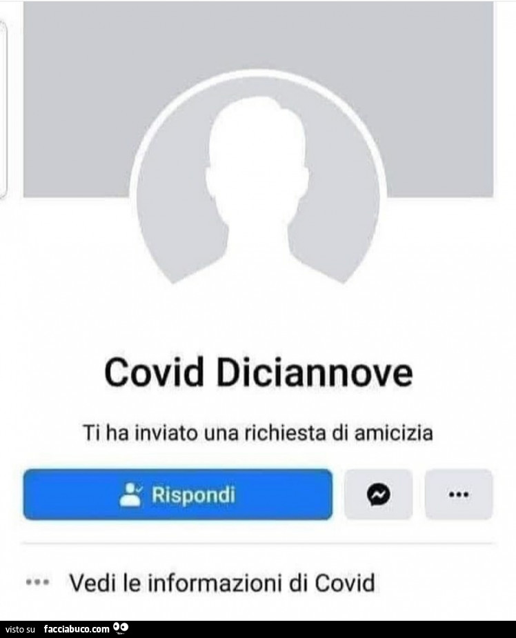 Covid diciannove ti ha inviato una richiesta di amicizia