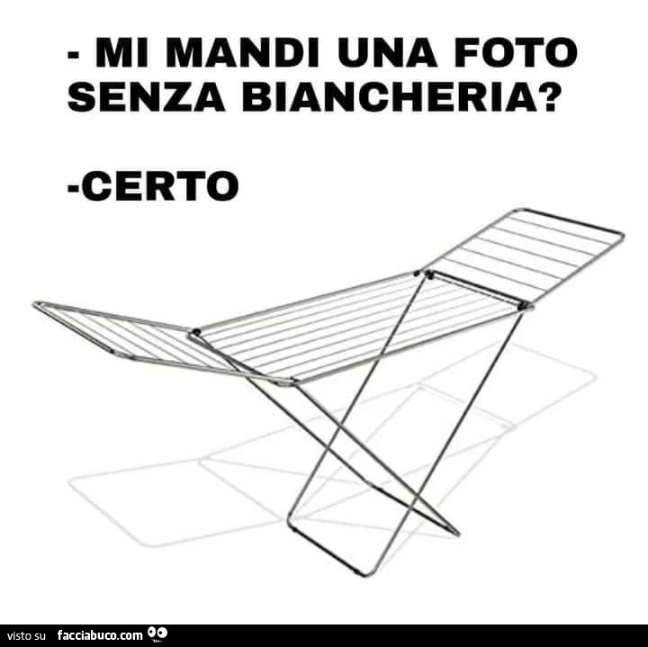 Mi mandi una foto senza biancheria? Certo. Stendino