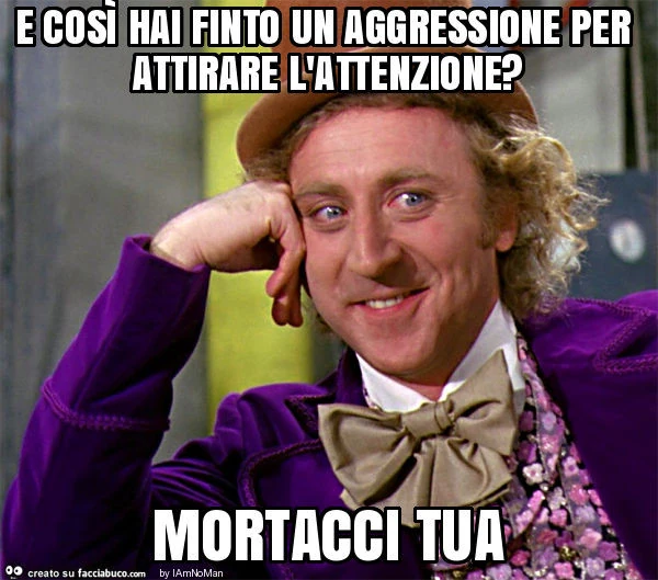 E così hai finto un aggressione per attirare l'attenzione? Mortacci tua