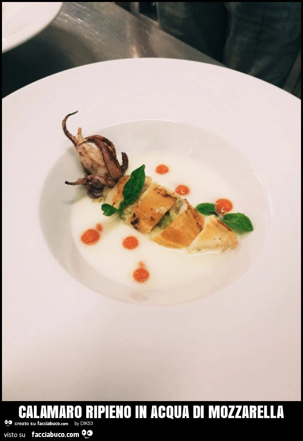 Calamaro ripieno in acqua di mozzarella