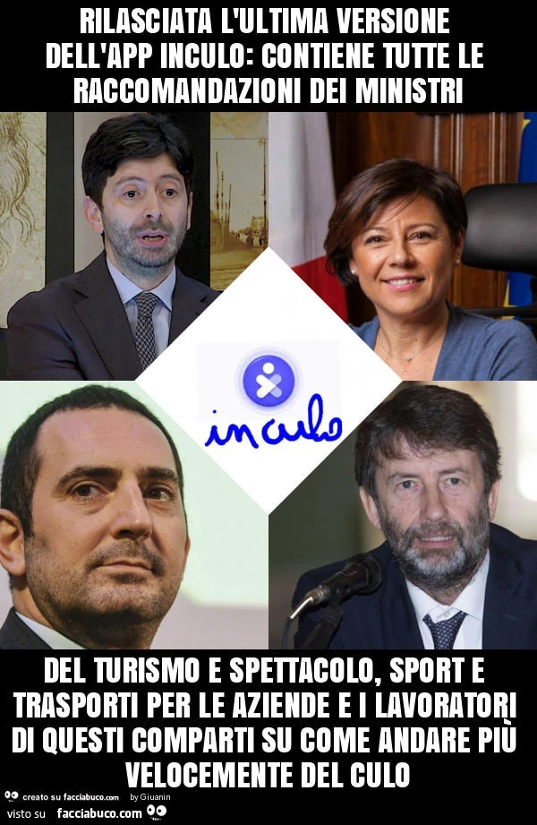 Rilasciata l'ultima versione dell'app inculo: contiene tutte le raccomandazioni dei ministri del turismo e spettacolo, sport e trasporti per le aziende e i lavoratori di questi comparti su come andare più velocemente del culo