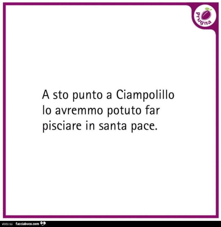 A sto punto a ciampolillo lo avremmo potuto far pisciare in santa pace