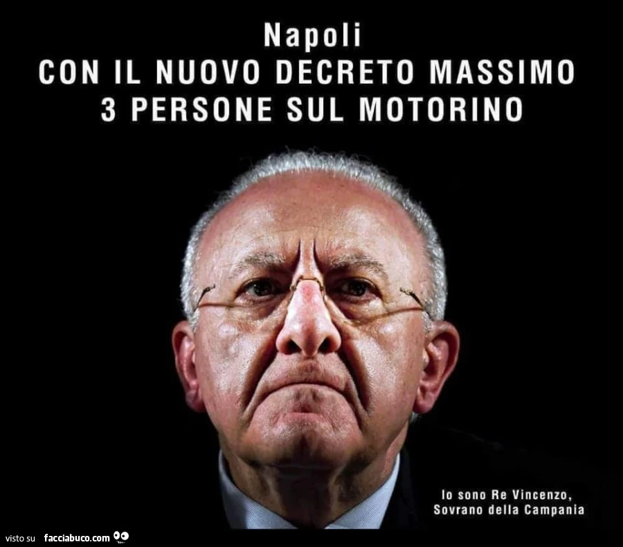 Vincenzo de luca campania decreto massimo tre persone sul motorino