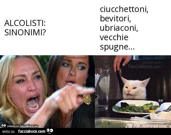 Alcolisti: sinonimi? . Ciucchettoni, bevitori, ubriaconi, vecchie spugne