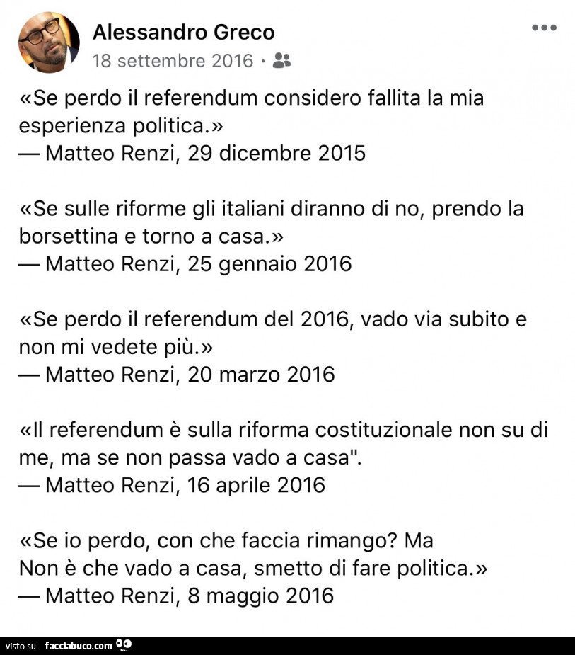 Le frasi di Matteo Renzi per il Referendum