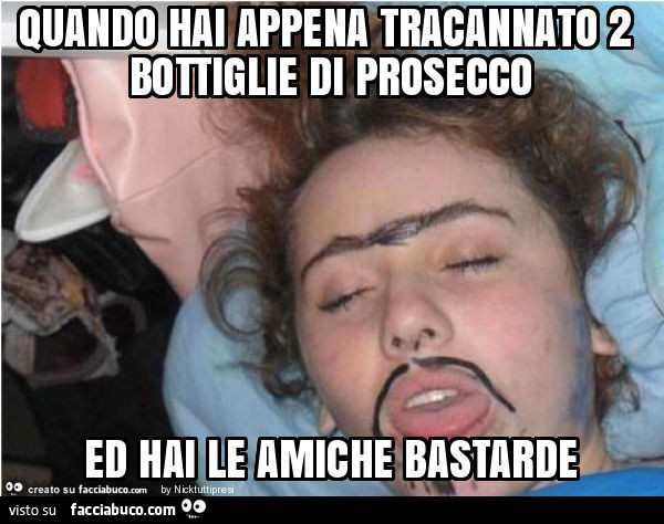 Quando hai appena tracannato 2 bottiglie di prosecco ed hai le amiche bastarde