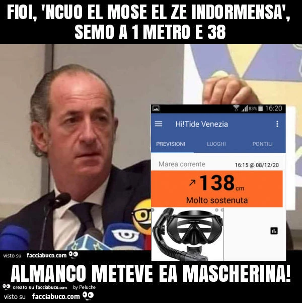 Fioi, 'ncuo el mose el ze indormensà, semo a 1 metro e 38 almanco meteve ea mascherina