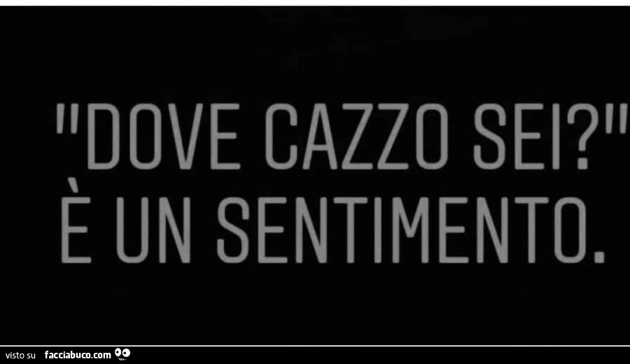 Dove cazzo sei? È Un sentimento